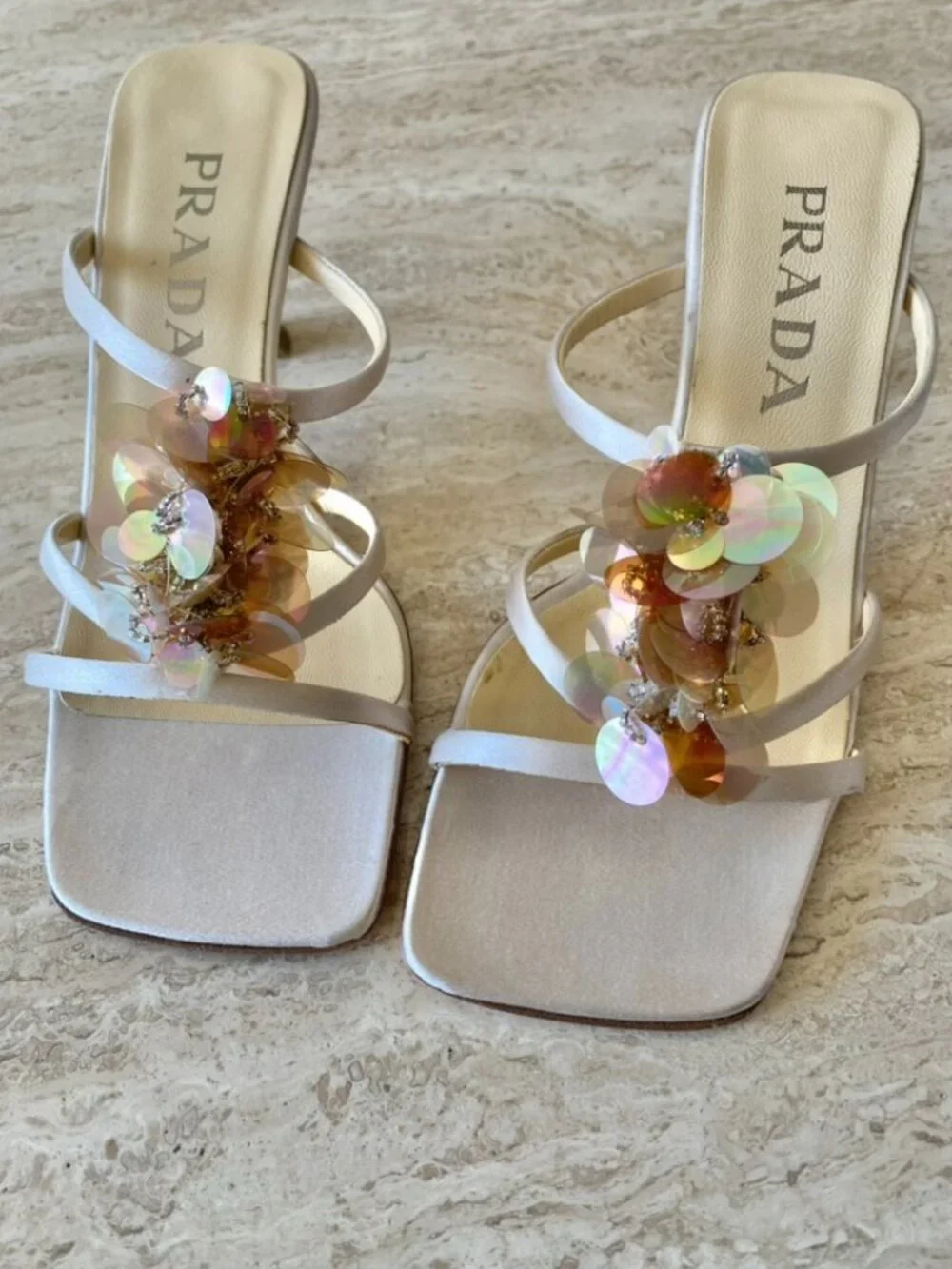 Vintage Prada Paillette Mule Sandal Heels - Picture 7 of 11